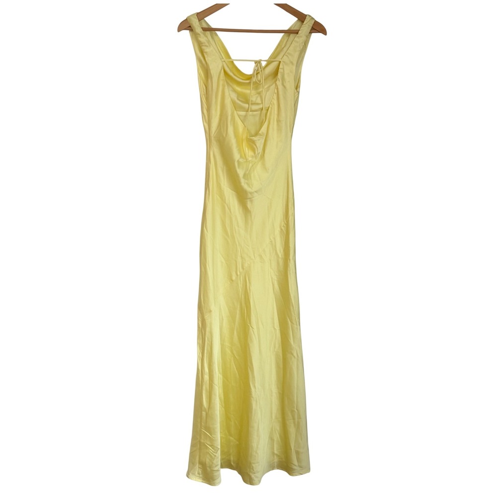 Peppermayo Be Mine Satin Maxi Dress‎ 2 Canary Yellow Bias Cowl Open Back Chic - Picture 15 of 16